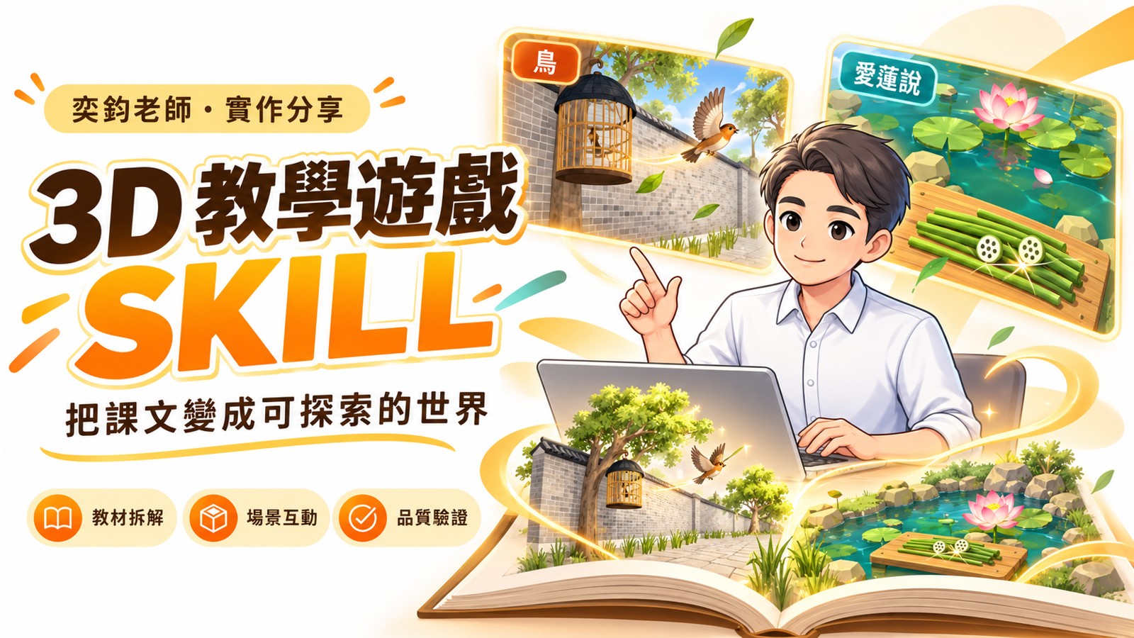 奕鈞老師帶領讀者從課文走進鳥與愛蓮說的 3D 遊戲世界
