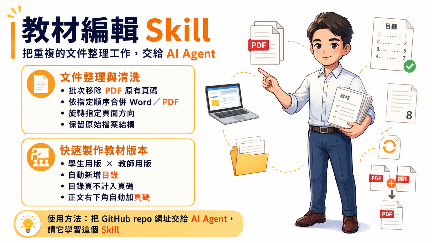 教材編輯 Skill:整理 PDF、製作目錄與快速建立教材版本