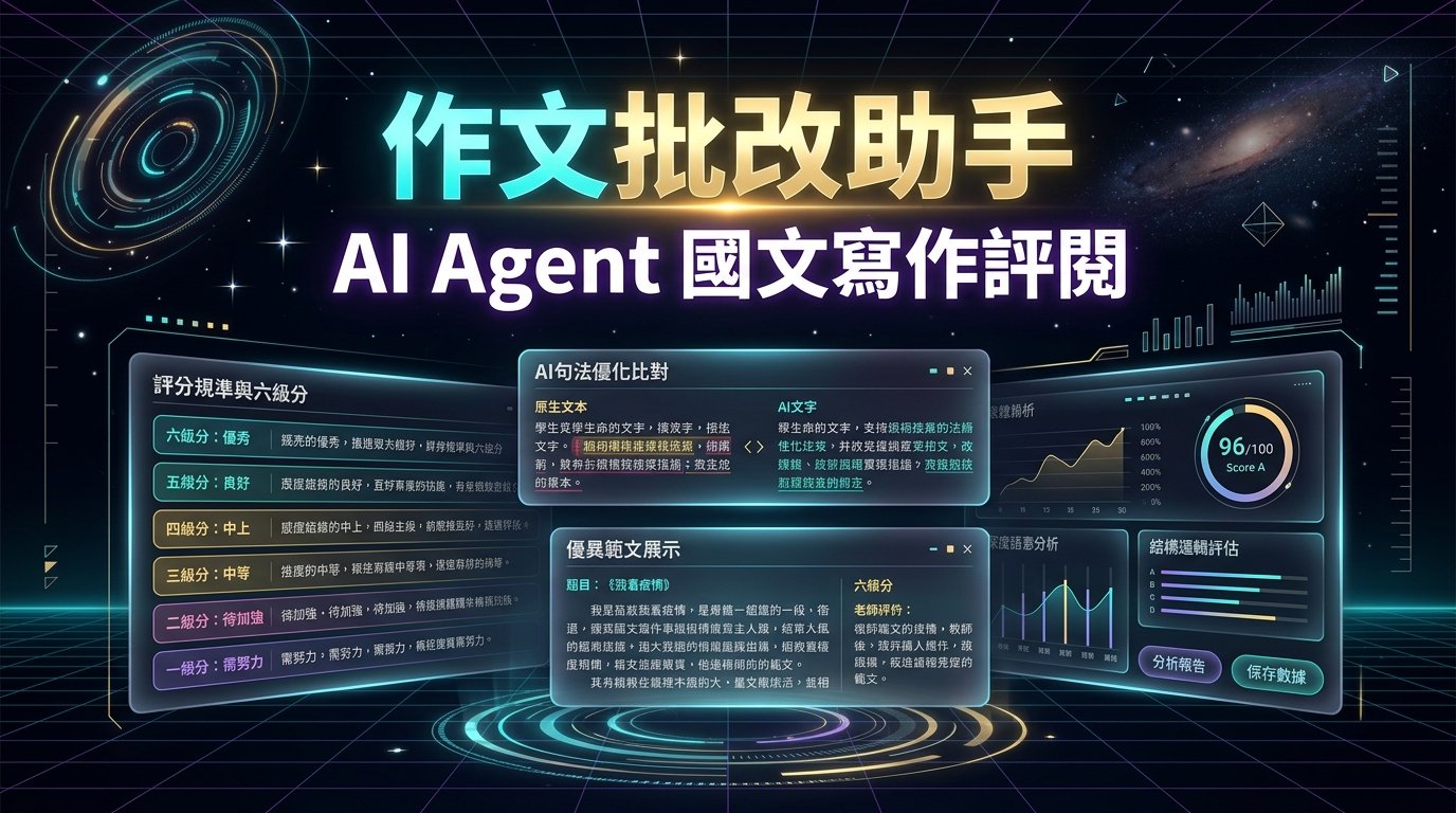 國文作文批改助手 AI Agent 評閱介面主視覺