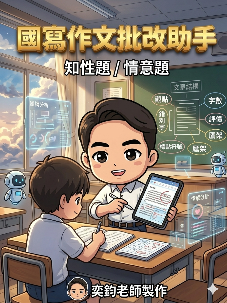 國寫作文批改助手主視覺 - 專為高中國文作文批改打造