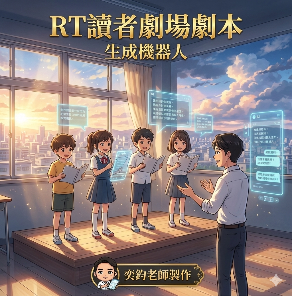 英語讀者劇場劇本生成機器人主視覺