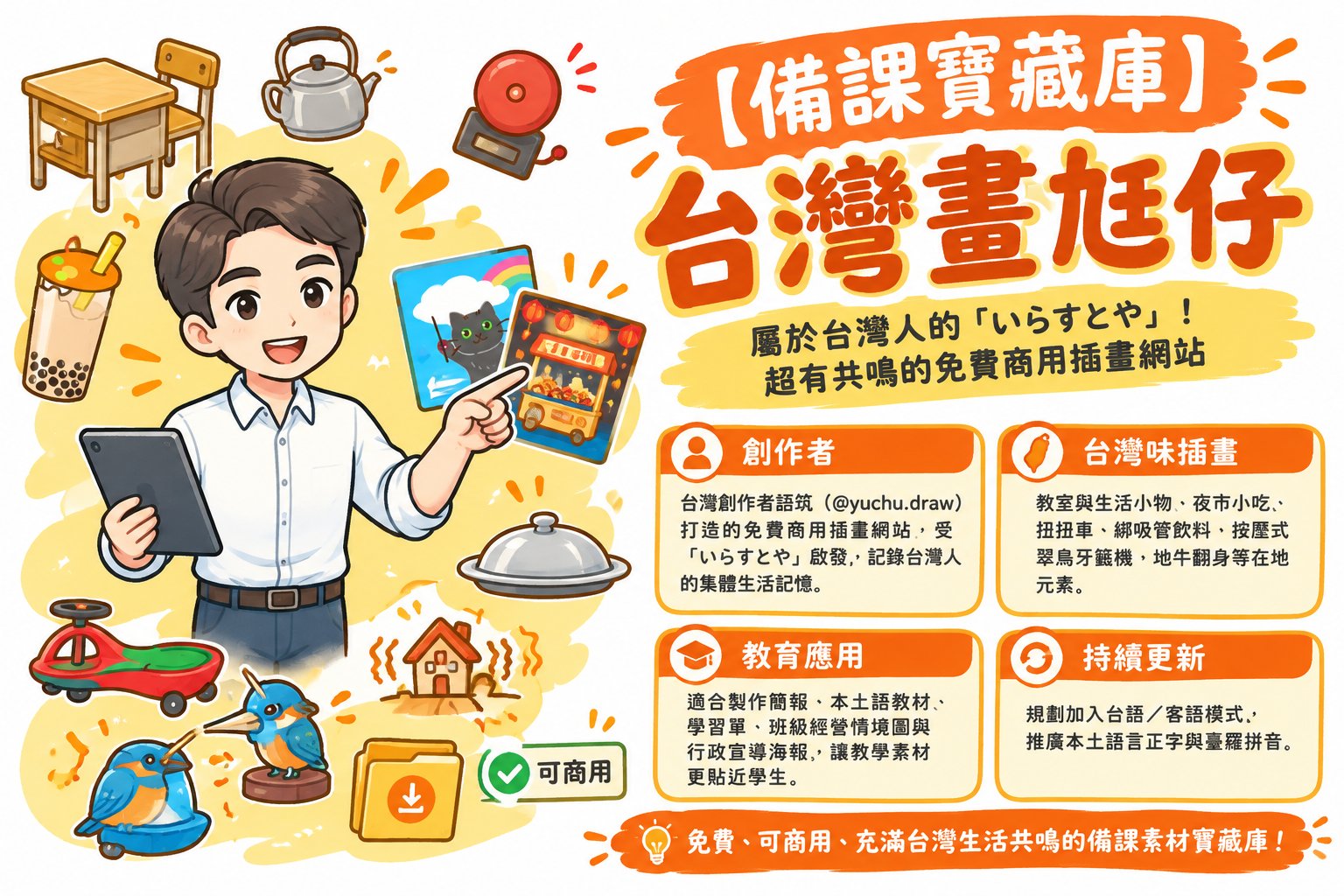 台灣畫尪仔素材庫主視覺 - 屬於台灣人的免費商用插畫庫