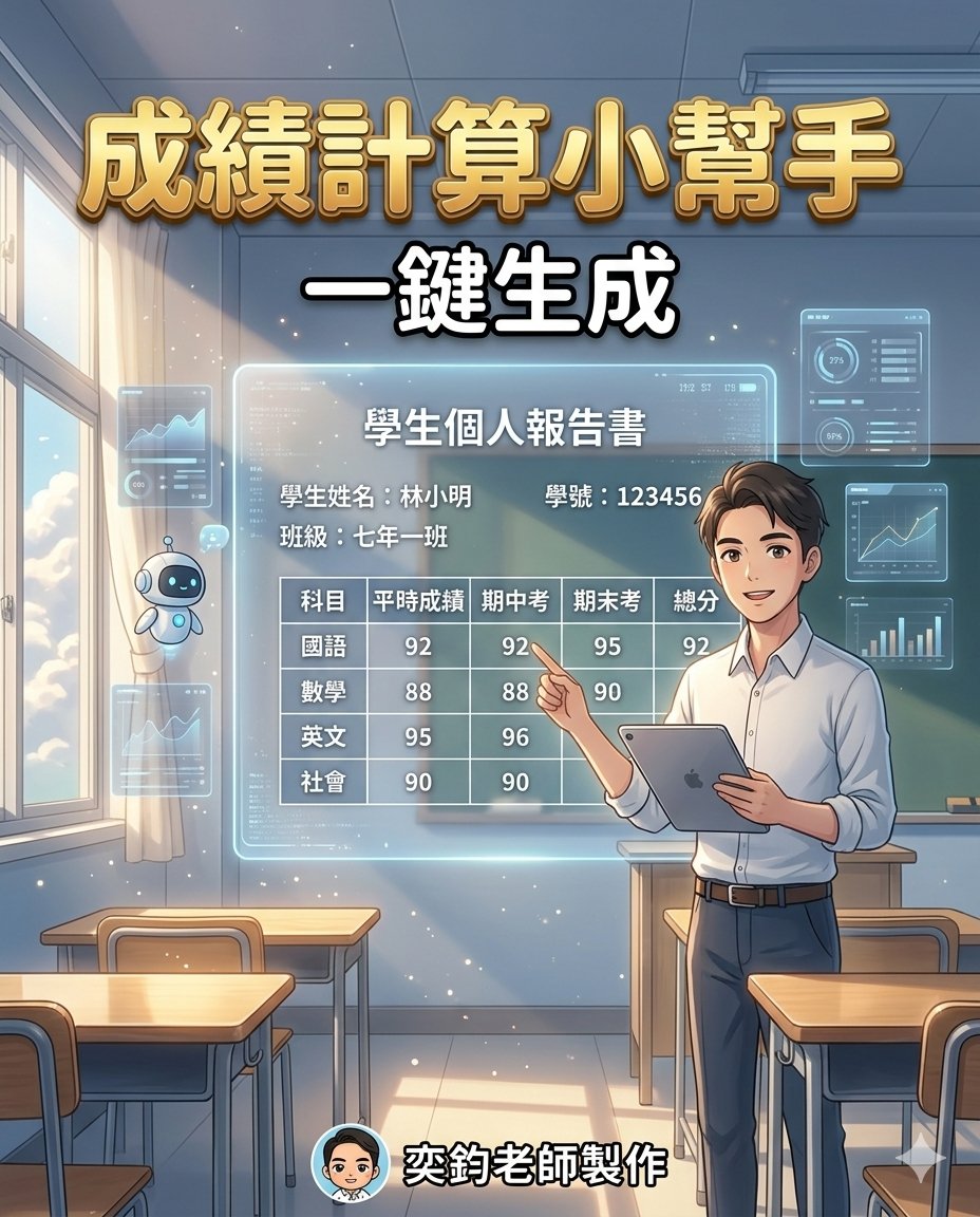 成績計算小幫手主視覺封面圖 - 智慧貼上、雷達圖與個人成績單