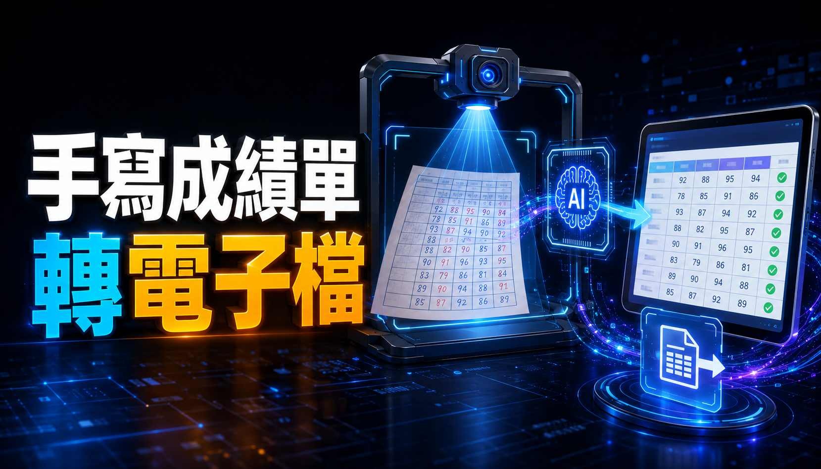 手寫成績單一秒轉電子檔表格主視覺